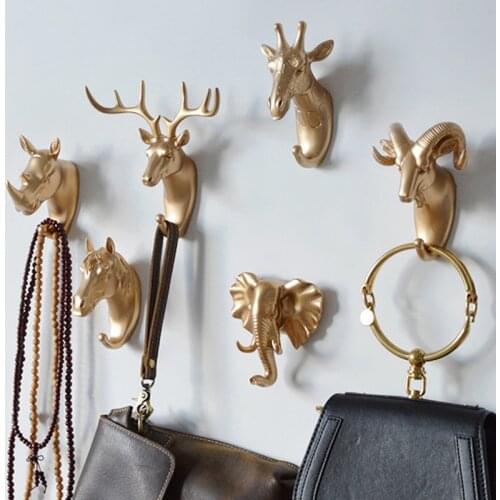 Key holder Wall Hanging Hook Deer Antlers Wall Coat Rack For Clothes Self Adhesive Display Racks Key Hanger Wall Storage Hangers