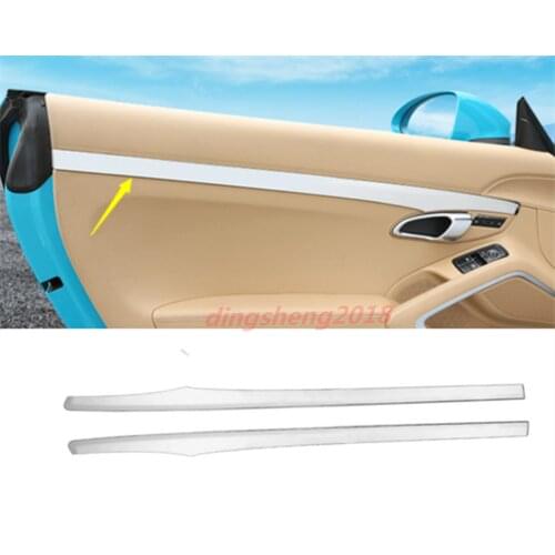 For Porsche 718 Cayman Boxster Stainless Steel Interior Door Stripe Decoration 2pcs