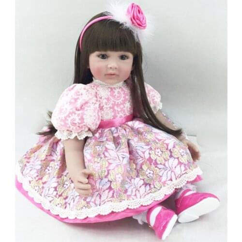 DollMai 24"/60 cm Colorful Dress Reborn Babies Doll Princess Girl Baby Doll Soft Vinyl Silicone Lifelike Toddler Doll Toys Gift