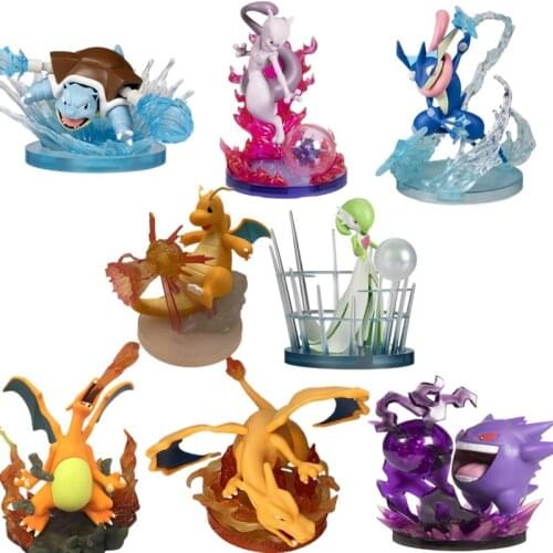 Genuine POKEMON Action Anime Figure Pikachu Cosplay Set one piece model collect Charizard Gengar Bulbasaur Toy For Kids Gift