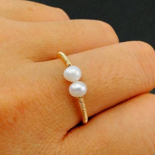 Hot Selling 14K Gold Roll Jewelry Freshwater Pearl Open Size Ring Womens Ring For Engagement / Party / Birthday / Gift