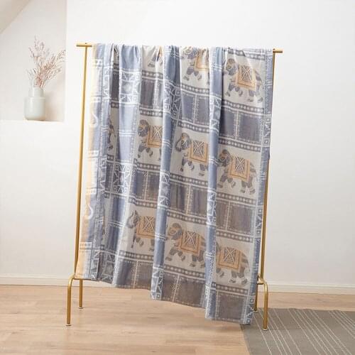 PAPA&MIMA Gauze Cotton Throws Blanket Jacquard Single Full Queen Size Sheets Bedspread