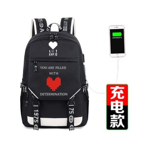 Undertale Cosplay Printing Backpack Canvas Unisex Student School Shoulder Bag Teenage Travel Laptop USB Bags