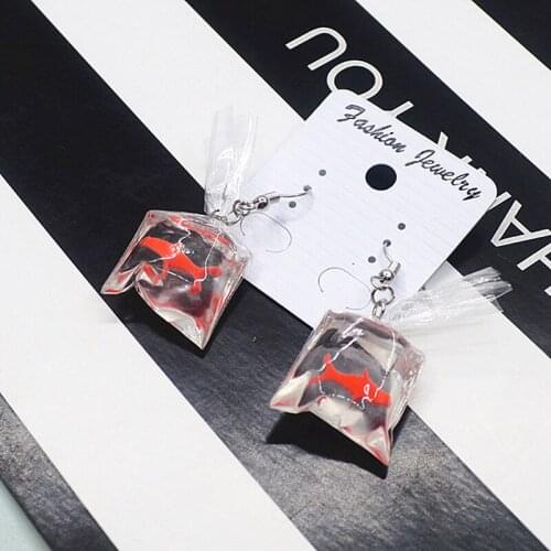 Fancy Cute Koi Fish Water Bag Dangle Earrings For Women New Trendy Girls Brincos Anti Allergy Graceful Joker Eardrop