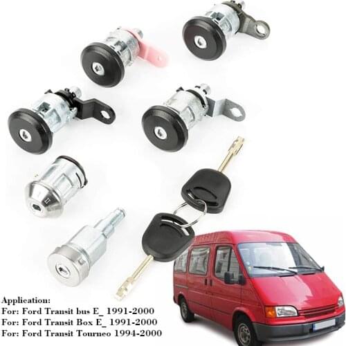 Full 6 Lock Set Front Rear Door Ignition with 2 Keys 95VB-B22050-FG For Ford Transit MK5 1994 1995 1996 1997 1998 1999 2000