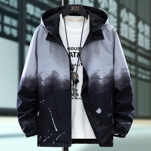 Casual Men Jacket on both sides Gradient Hooded 2020 Top quality New Autumn Jackets and Streetwear Mens Clothing Plus Size 7XL
