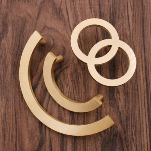 Brass Circle Cabinet handles Round Wardrobe Knobs Drawer Pulls Handle Furniture Door Bar Hardware