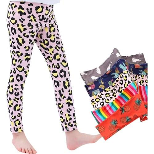 4-10Y Spring Girls Pants Sports Leggings For Girls 3D printing Leopard Kids teenagers Yoga Pants Trousers Children Clothes