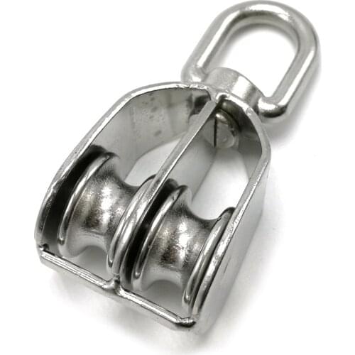 M15 M20 M25 M32 M50 M75 M100 Double Wheel Swivel Pulley Block , 304 Stainless Steel Wire Rope Rigging ,J023