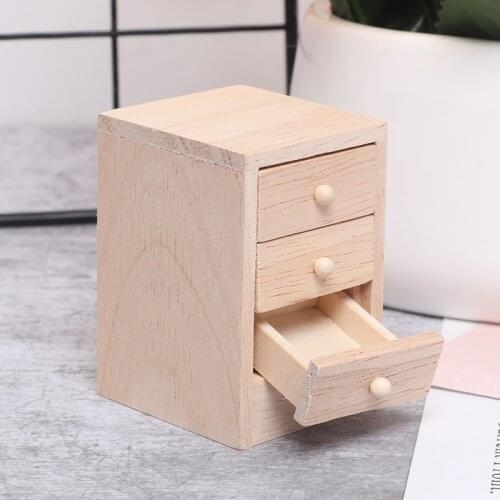 1Pc 1/12 Dollhouse Miniature Wood Bedside Cabinet Model Furniture AccessoriesDIY Toys for Baby