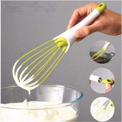 Multifunctional Rotary Manual Egg Beater Mixer Mini Plastic Kitchen Egg Whisk Bake Tool Egg Agitator Silicone Kitchen Cooking