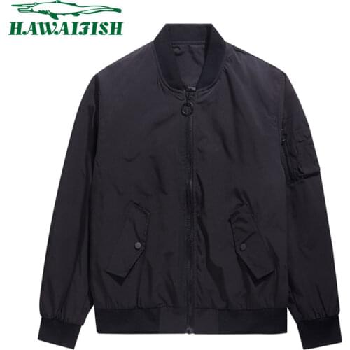 Hawaifish brand jacket men 2021 baseball collar trendy fashion bomber jackets ribbed cuff button pockets motorcycle clothes male