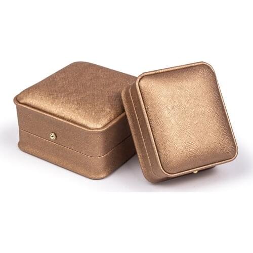 Gold Pu Leather Flat Wedding Rings Jeweller Packaging Box For Women Earrings Pendent Bracelet Storage Display Jewellery Holder