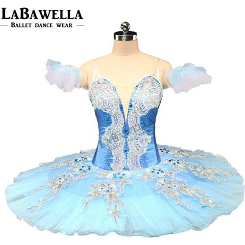 Performance Blue Bird Stage Cosutme Free Shipping Blue Fairy Professional Ballet Tutu Women Pancake Paltter BT9161