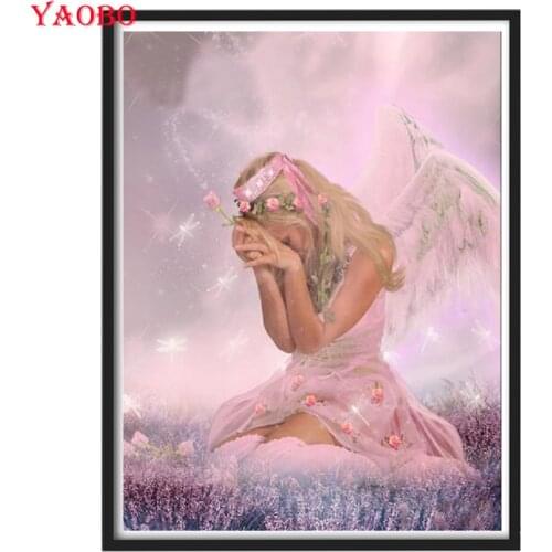 Handicraft Diamond Embroidery Abstract Cartoon Pink Angel Girl Diamond Mosaic Rhinestone Diy Diamond Painting Cross Stitch kit