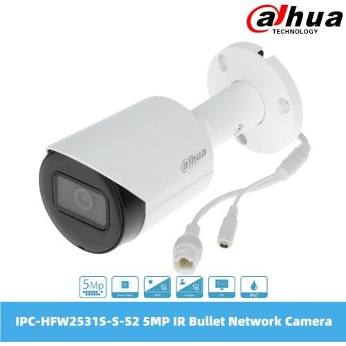 Dahua IPC-HFW2531S-S-S2 5MP Lite IR Fixed-Focal Bullet Network Camera IP67 PoE H.265 & H.264 Dual-Stream Encoding 1080P