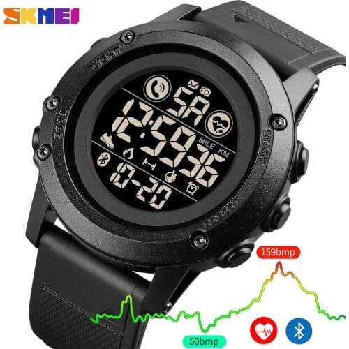 SKMEI Luxury Smart Watch Digital Sport Bluetooth Heart Rate Clock Fitness Pedometer Calories Waterproof Male relojes inteligen
