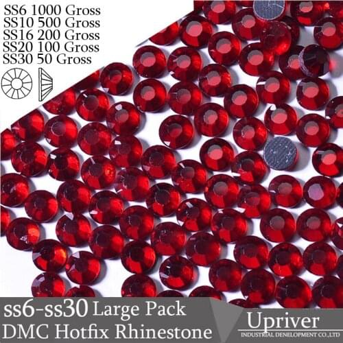 Upriver Wholesale Large Pack SS6 SS10 SS16 SS20 SS30 Dark Siam Loose Strass DMC Hotfix Rhinestones For Shoes