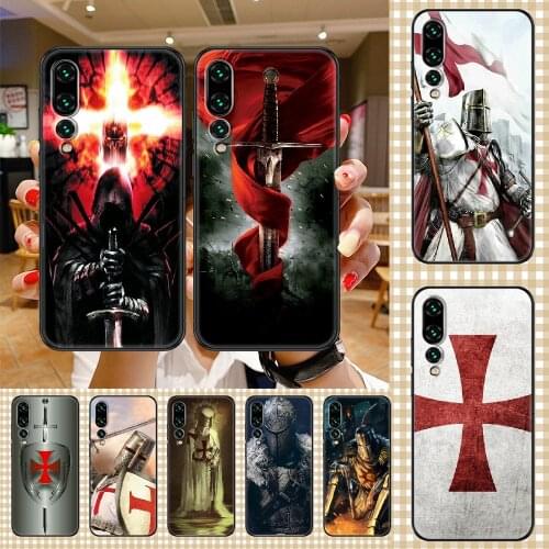 Templar Knight Phone case For Huawei P Mate P10 P20 P30 P40 10 20 Smart Z Pro Lite 2019 black painting Etui trend cover luxury