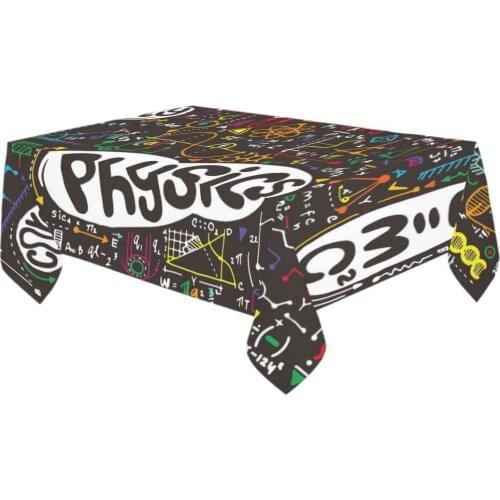 Student Kids Back to School Home Decor Physical Formulas Fabric Desk Table Cloth for Dining Room Kitchen Party Decoration