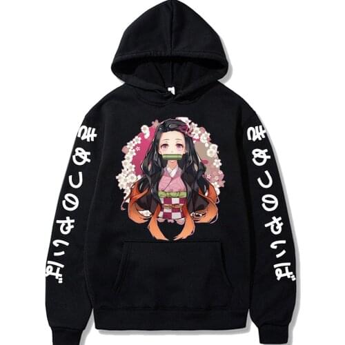 Demon Slayer Print Hoodies Kimetsu No Yaiba Sweatshirts Funny Kamado Nezuko Print Men Women Tops