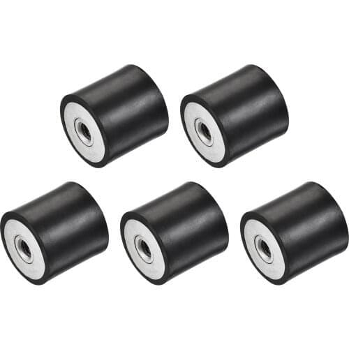 Uxcell M6 Rubber Mounts Female/Female Shock Absorber, D25mmxH25mm 5 Pcs