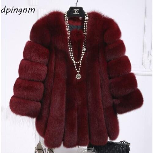 2018 New Elegant Fake Fox Fur Jacket Women Winter Fashion Faux Fox Fur Jackets Woman Warm Artifical Fox Fur Coats Ladies