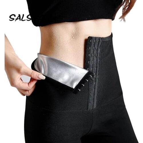 SALSPOR Hot Thermo Body Shaper Women Leggings Sweat Sauna Slimming Sport Legging High Waist Trainer Push Up Pants Compression