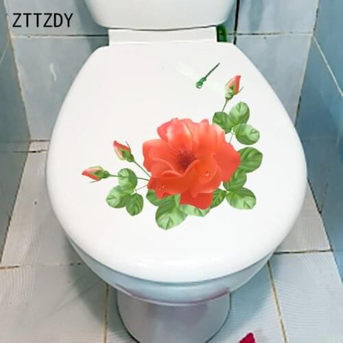 ZTTZDY 24.8CM×23CM Paint Painting Red Flower WC Decor Beautiful Toilet Decals Home Wall Stickers T2-0851