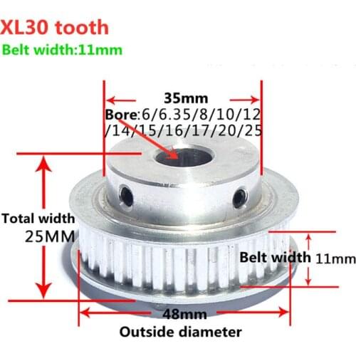 30Teeth XL Timing pulley Bore 6/6.35/8/10/12/12.7/14/15/16/17/20mm for width 10mm XL Synchronous Belt 30-XL BFGear 5.08mm Picth