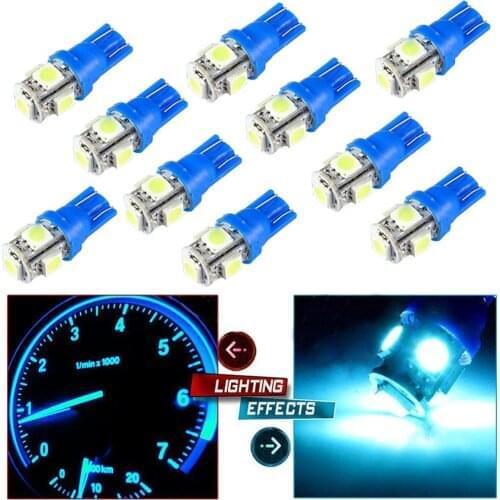 10Pcs Ice Blue Car LED Wedge Light Car Interior Door Reading Lights Parking Lamp T10 SMD 5050 Fits for Chevrolet Car Accessories