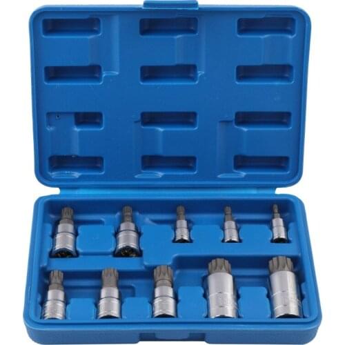 10PCS Chrome Vanadium Steel Pressure Batch Sleeve Group Sets SleeveHead Machine Motor Socket Set Wrench Female Torx Male