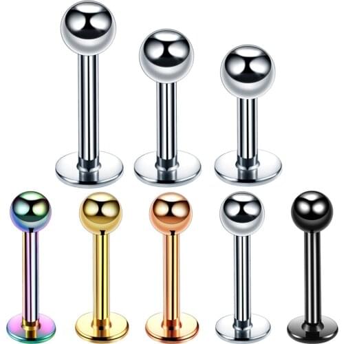 10Pcs/lot 16G Surgical Steel Labret Lip Piercing Tragus Helix Bar 3mm Ball Lip Ring Sutds Cartilage Ear Piercing Body Jewelry