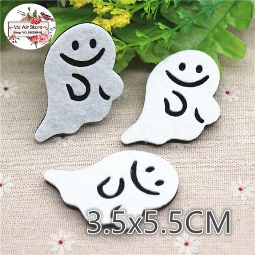 3.5x5.5CM 10pcs Non-woven patches Halloween white ghost Felt Appliques for clothes Sewing Supplies diy craft ornament
