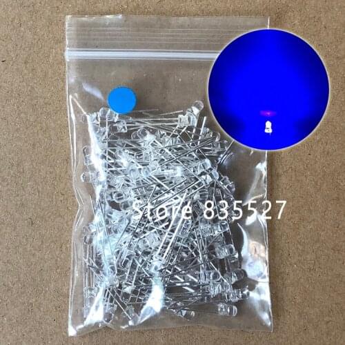 100PCS/LOT F3 3MM Round Transparent Shell Blue LED Light-emitting Diodes Water Clear For DIY Light lamp beads DIP