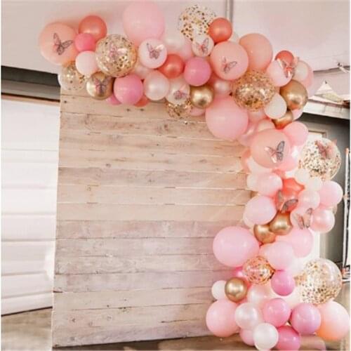 110pcs Pink Balloon Arch Garland Kit White Gold Confetti Latex Balloons Valentines Day Wedding Birthday Party Decoration Supplie