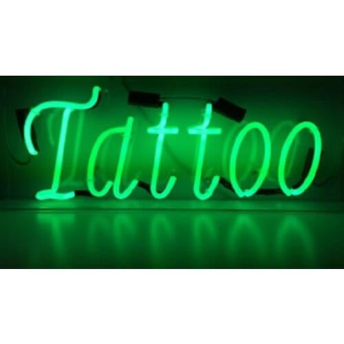14“ Tattoo Green Acrylic Custom Neon Light Lamp Sign Beer Bar Handmade Real Glass Decorate Home Wall Room Windows Tube Artwork