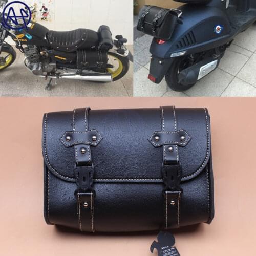 1x Brand New PU Leather Black Motorcycle Tool Bag Luggage Saddle Bag Universal For Harley Chopper Bobber Cruiser Sportster Honda
