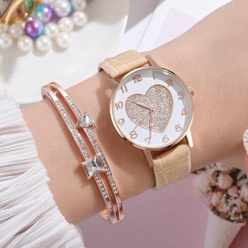 2Pcs/Set Luxury Brand Women Watches Love Magnet Watch Buckle Fashion Casual Female Wristwatch Roman Numeral Simple Bracelet