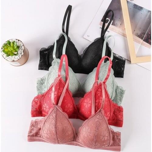 2020 Wokeayer Sexy Floral Lace Bras Wire Free Bralette Lingerie Female Seamless Women Bras Transparent Brassiere Intimates