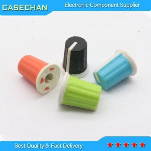 24pcs Color Compact Rotary Potentiometer Knobs Caps / Hole 6mm Soft Rubber D Hole 270 Degrees Indicator / Switch Adjustment
