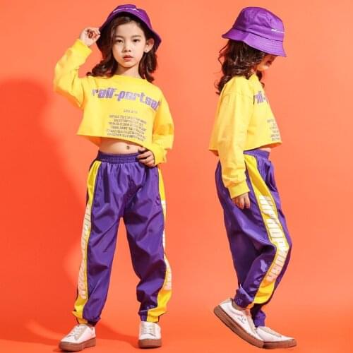 Korean Childrens Jazz Modern Dance Costume Long Sleeve Hip-Hop Stage Dance Clothing Kids Casual Street Dance Performance 3pcs