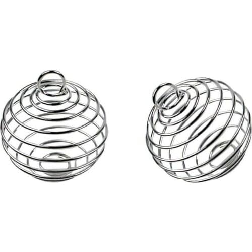 30pcs Silver Spiral Bead Cages Pendants for Jewelry Making (15mm, 25mm, 30mm)