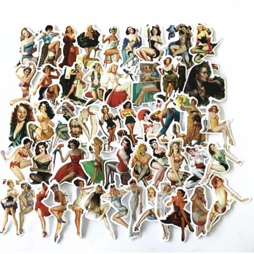 50Pcs 2021 European And American Retro Girl Sticker Decal For Snowboard Luggage Car Fridge Car- Styling Laptop Stickers