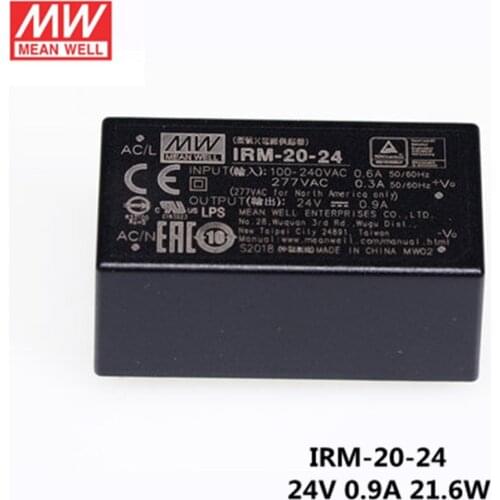 MEAN WELL IRM-20-24 24V 0.9A meanwell IRM-20 24V 21.6W Single Output Encapsulated Type