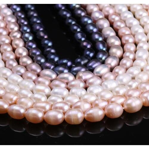 Natural Freshwater Pearl Beads For DIY Jewelry Making Necklaces Bracelets Earrings Rice Shape White/Purple/Black/Pink 7-8mm 36CM