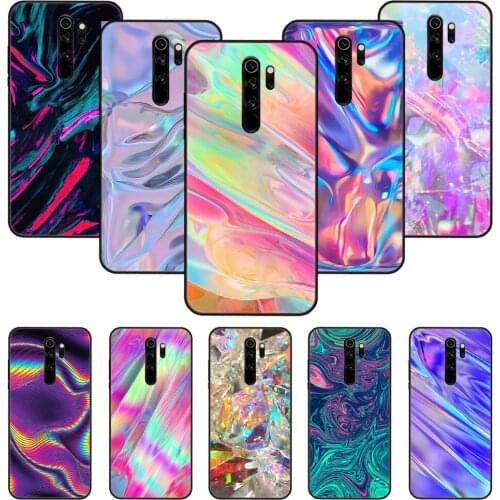 Phone Case For Xiaomi Redmi Note 8 8T 7 7A 9 9S 8A 4 5 Pro Black Cover Etui Art Shell 3D Funda Trend Iridescent Bright Rainbow