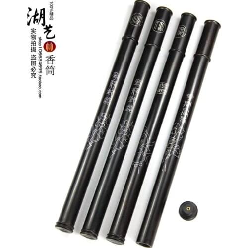 Ebony inlaid silver with incense inserted long barrel pure manual Mosaic xiang xiang tube wholesale 925 sterling silver line