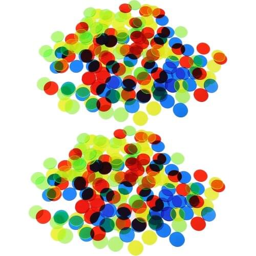 200pcs Clear Colored Counting Chips 3/4 Inch Tokens for Bingo Game Board Games Math Teaching Activity