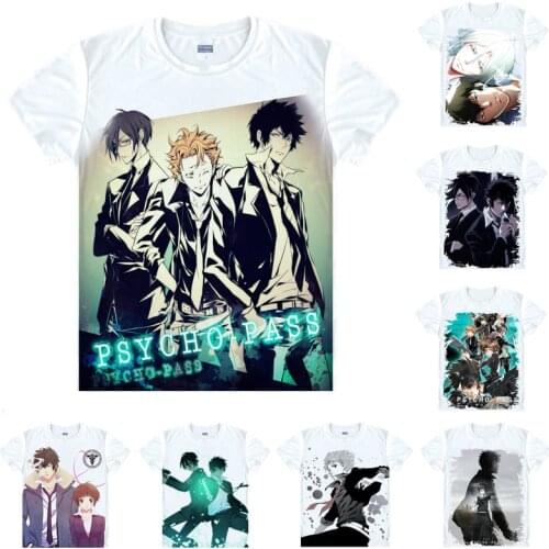 Coolprint Anime Shirt Psycho-Pass PSYCHOPASS T-Shirts Multi-style Short Sleeve Saiko Pasu Shinya Kogami Cosplay Motivs Shirts